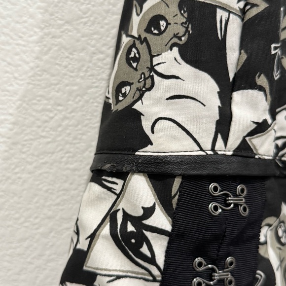 Heartless Siamese Cat Black and White Print Halter Dress Size M Goth Punk - Picture 13 of 15
